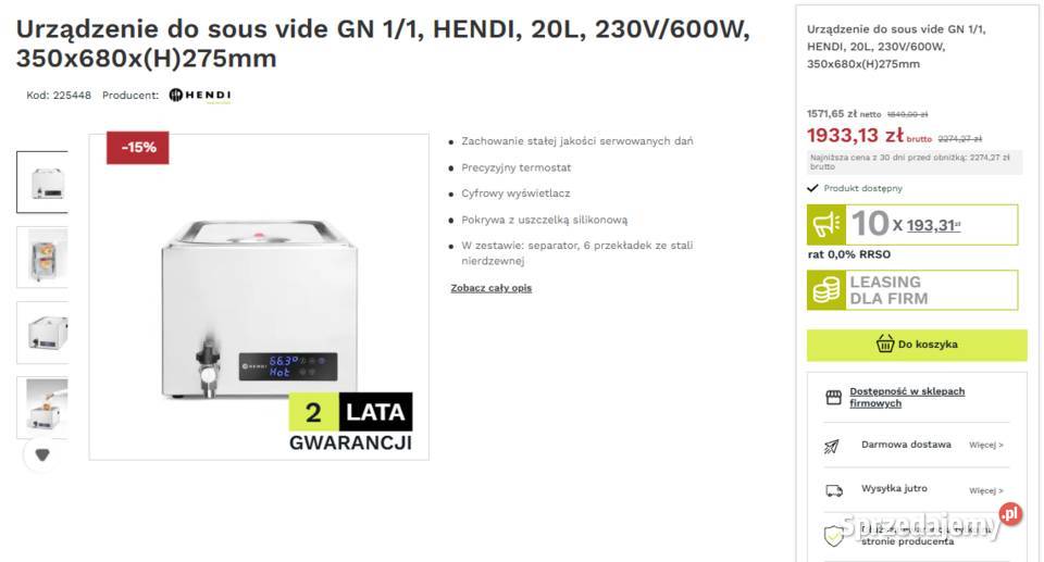 NOWE NIEUŻYWANE Urządzenie do sous vide GN 1120L Poznań