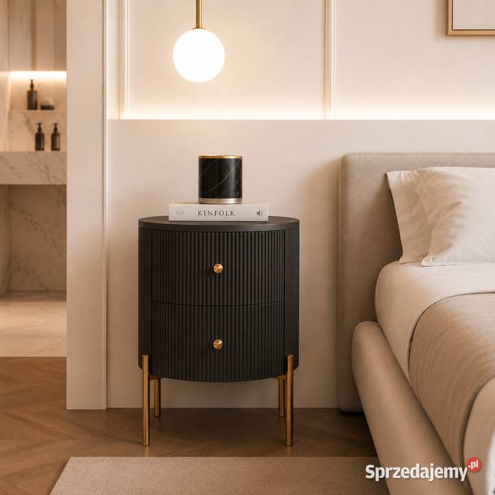 Stolik nocny glamour Omega z czarnym marmurem 60 Golkowice sprzedam