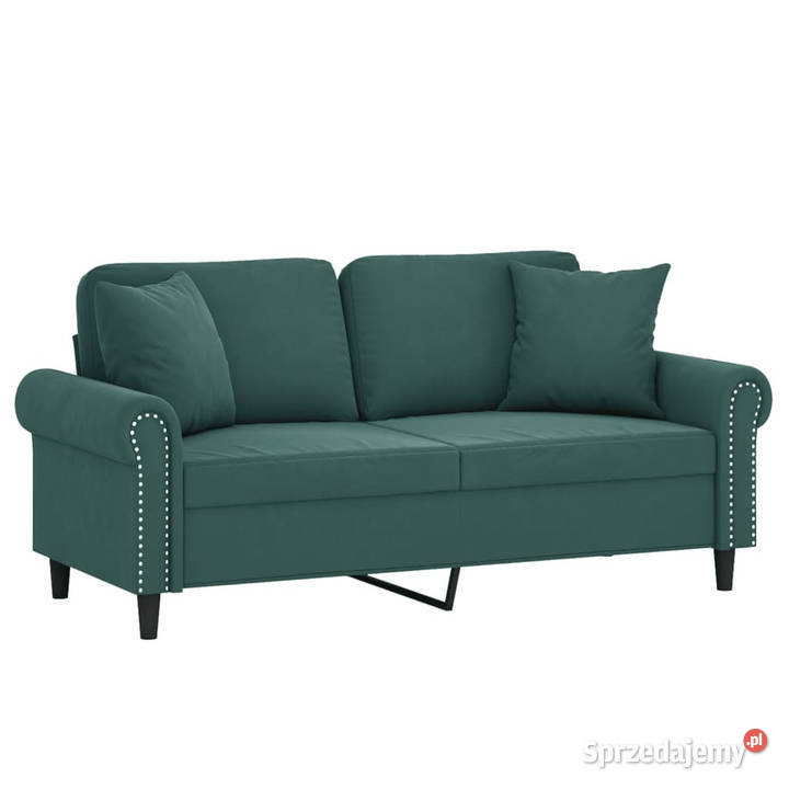 2osobowa sofa z poduszkami ciemnozielona 140 Warszawa