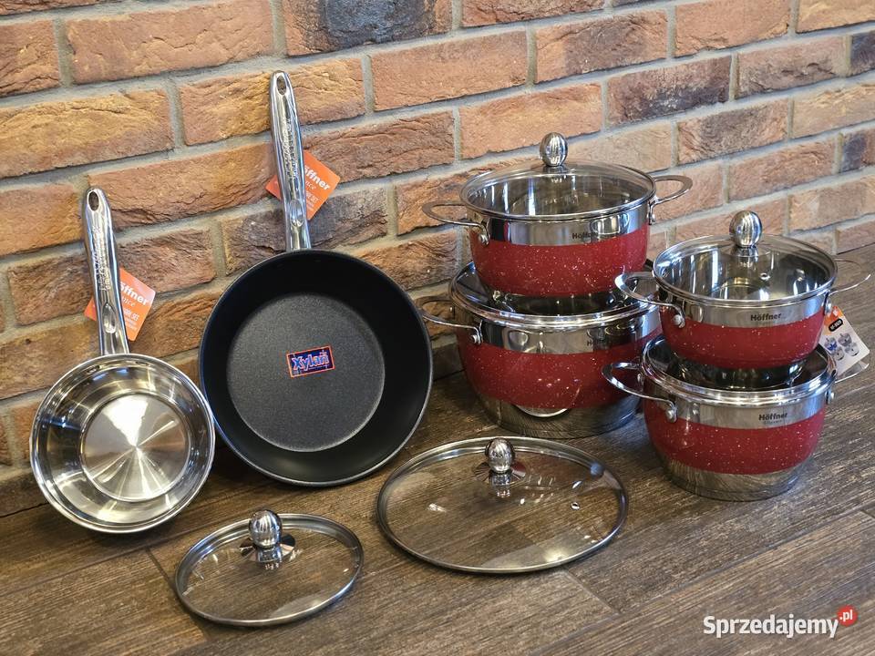 279 Garnki nierdzewne czerwone Hoffner Zabrze