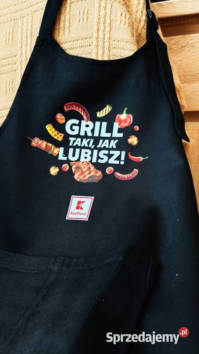 Fartuch czarny długi do grilla Zawory