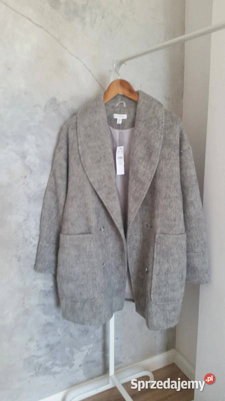 Szary płaszcz z wełną klasyka TopShop Rozmiar 38(M) Kurtki i płaszcze sprzedam