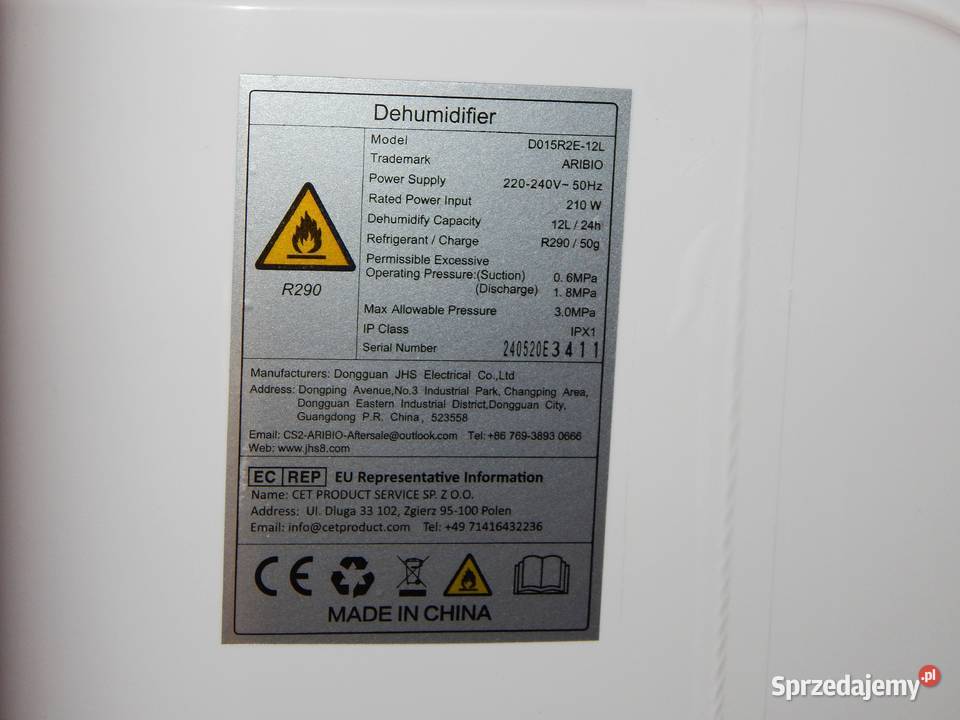 Elektryczny osuszacz powietrza ARIBIO 12 l Pabianice