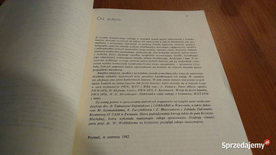 Podstawy działania laserów Franciszek Kaczmarek Gdańsk