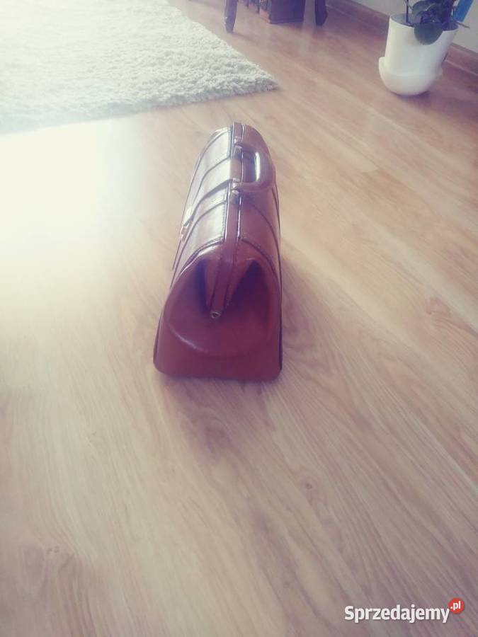 Kuferek z naturalnej brazowej skóry typ lekarski Rumia