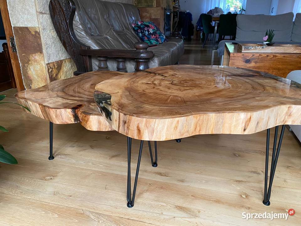 Stolik kawowy 90x8080x75 wiąz plaster 90cm Przysucha