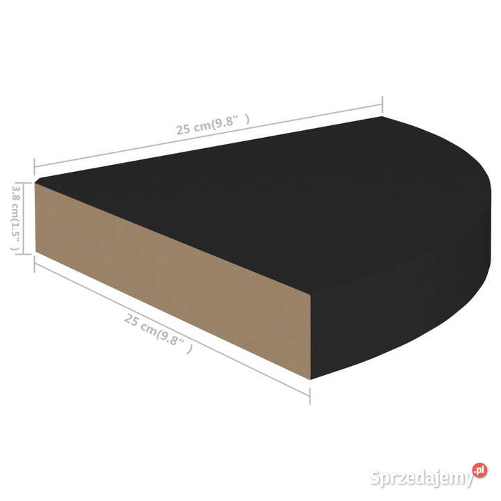 Narożna półka ścienna czarna 25x25x38 MDF Warszawa