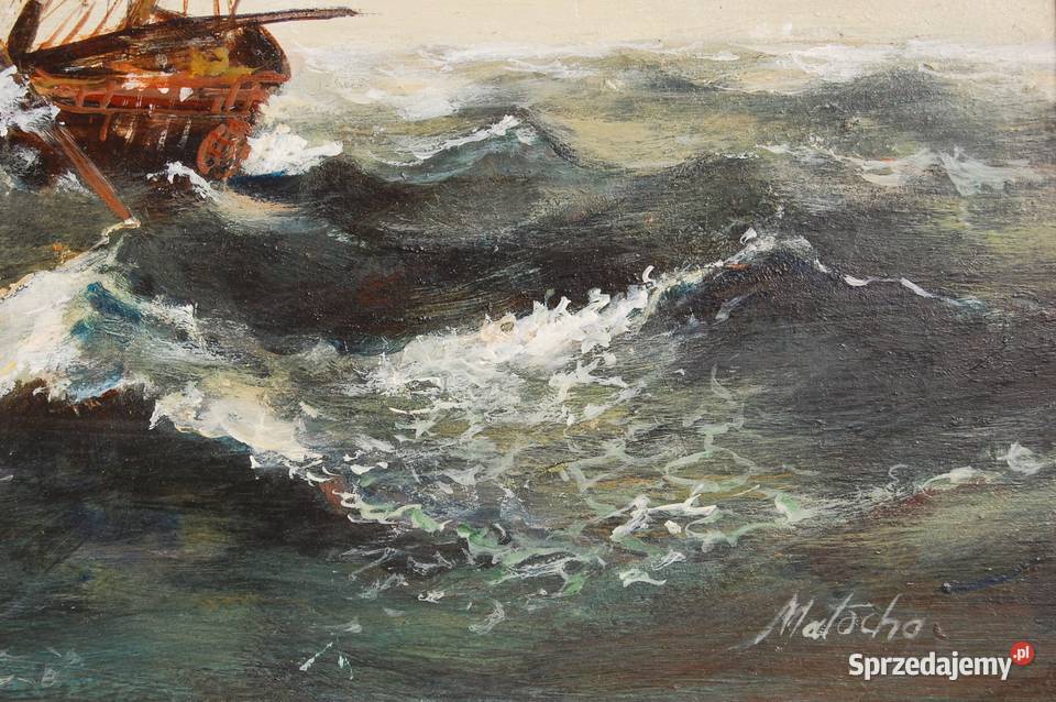 Burza na morzu Marian Matocha 1988 obraz akryl Lublin