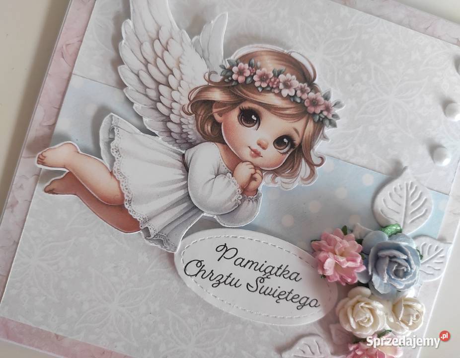 Kartka w pudełku ręcznie robiona na Chrzest Rękodzieło Łódź sprzedam