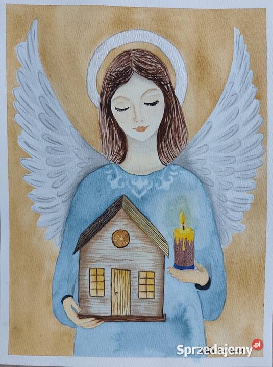 Akwarela Akwarelka Obraz pt Anioł Opiekun Wałkonowy Dolne sprzedam