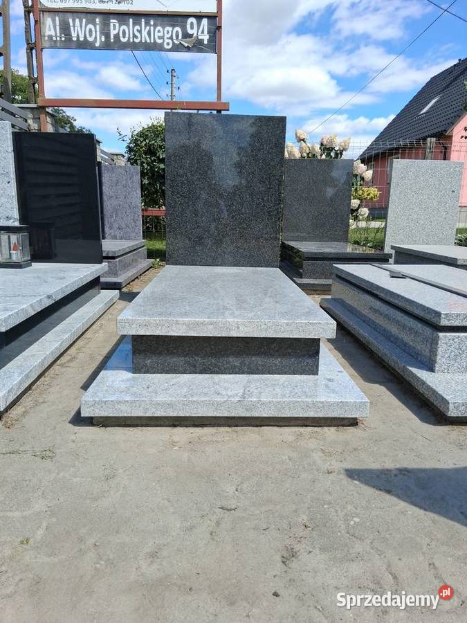 Nagrobek z granitu impala i bianco Strzegom 190 dolnośląskie