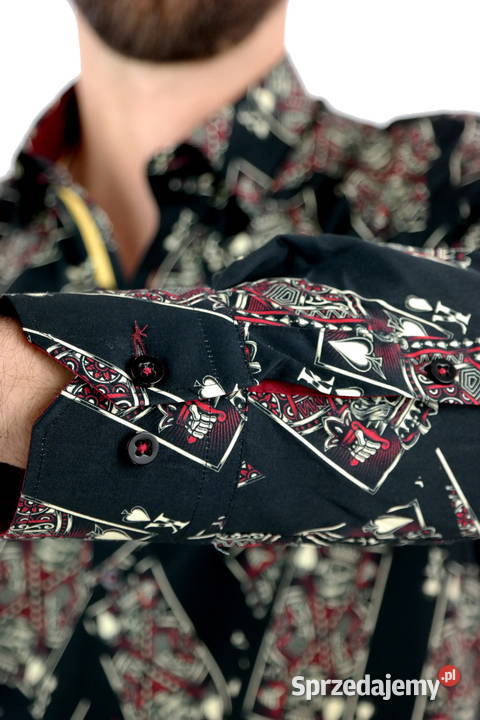 DANIEL BESSI Koszula Męska Fb045 Czarna KARTY Rozmiar L