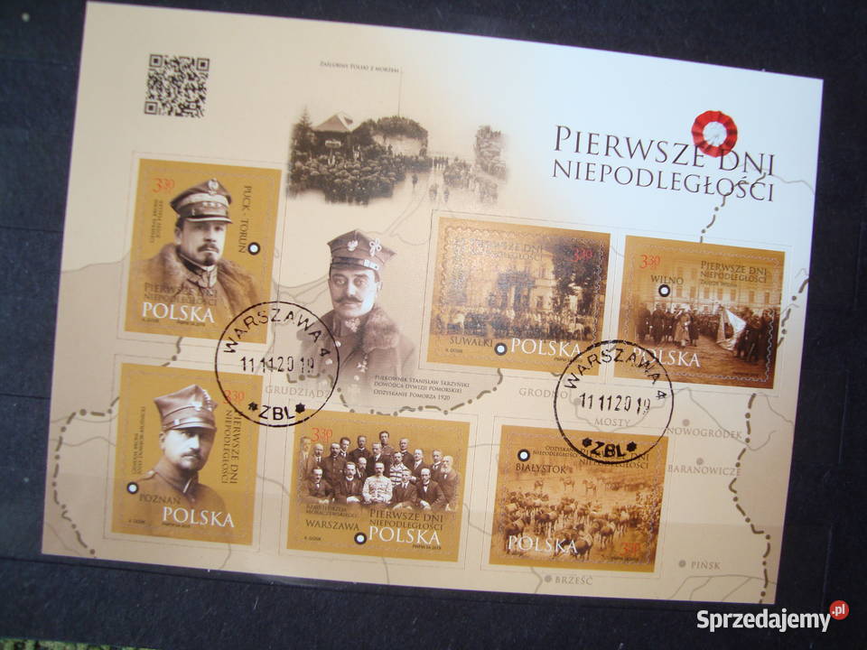 Pierwsze Dni Niepodległości 2 arkusze znaczków Filatelistyka Tychy sprzedam