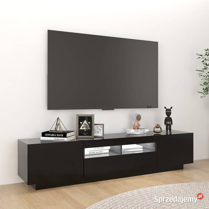 Szafka pod TV z oświetleniem LED czarna mazowieckie Warszawa