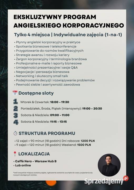 Eksluzywny program angielskiego korporacyjnego 1 mazowieckie Warszawa
