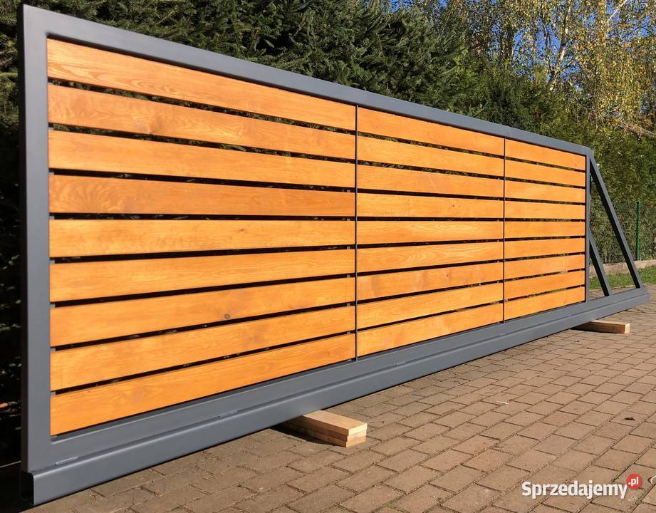 Brama wjazdowa przesuwna drewno metal kuta Jelenia Góra sprzedam