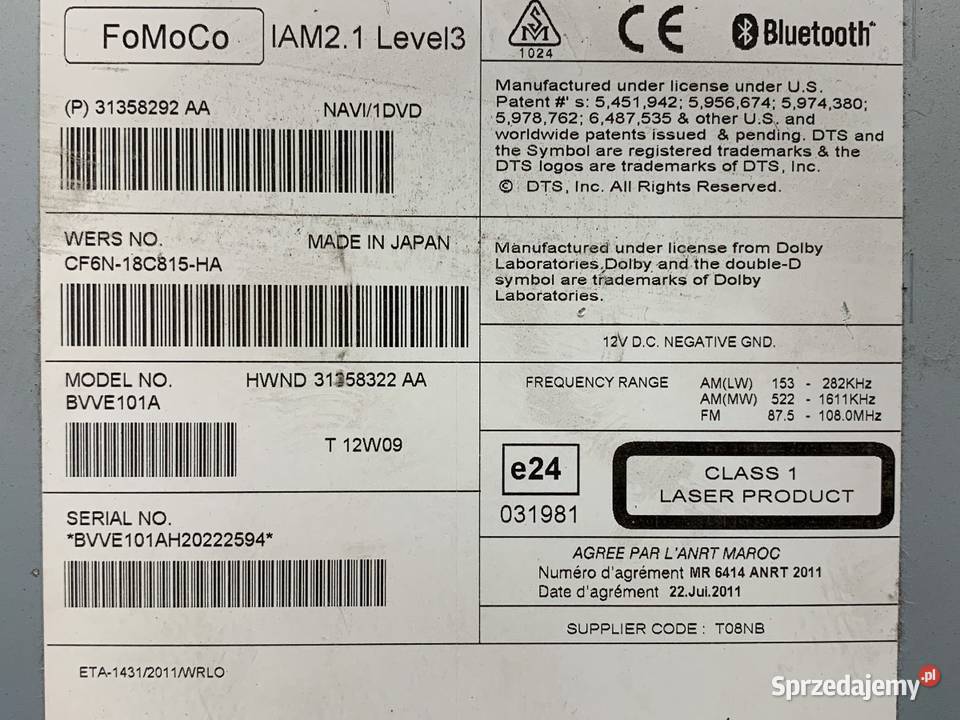 RADIO VOLVO S80 II 31358292 0616 ODTWARZACZ osobowe