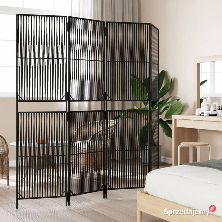 Parawan 4panelowy czarny polirattan WM365376 mazowieckie Warszawa sprzedam