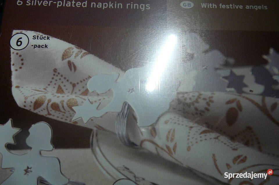 6 Obrączki na serwetki metal aniołek Tchibo Nowe Dekoracje i ozdoby Wrocław