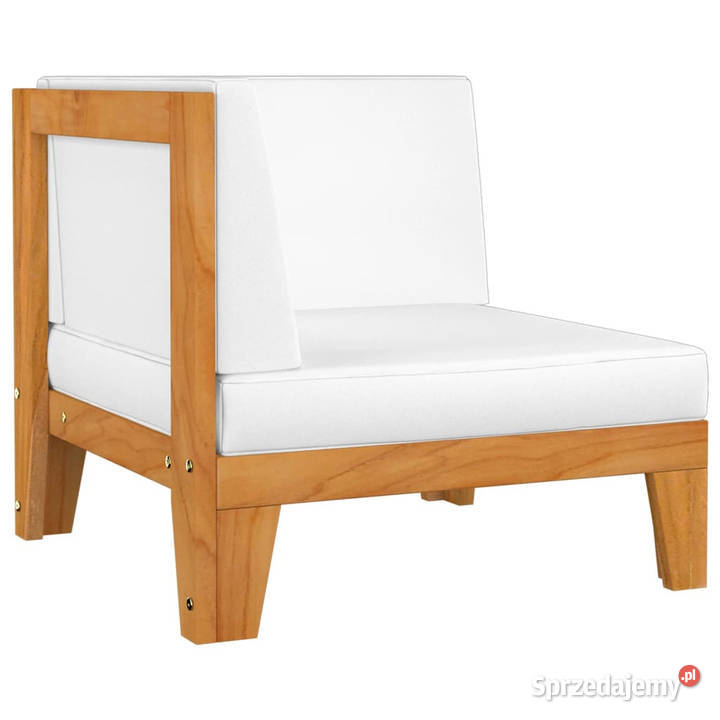 2osobowa sofa z kremowymi poduszkami lite drewno Zestawy mebli ogrodowych Warszawa