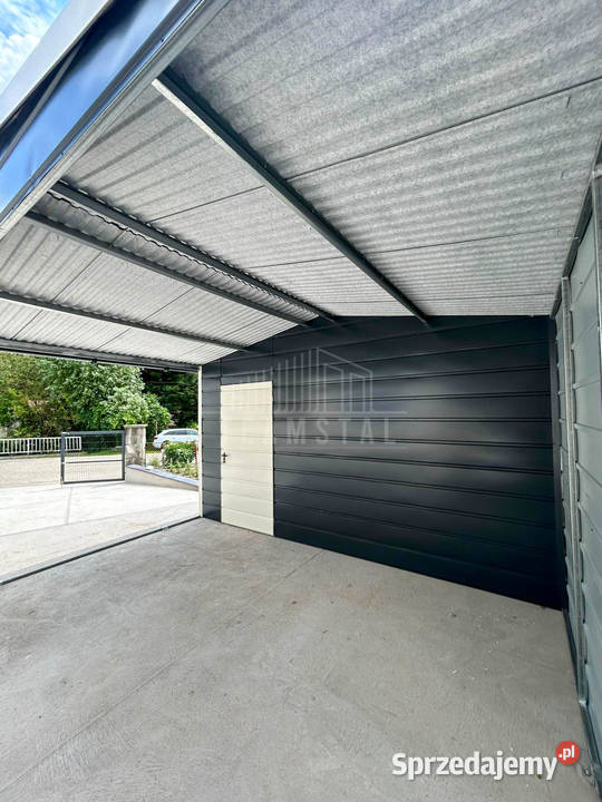 Garaz blaszany 5x5 m 2x wiata brama uchylna 25m2