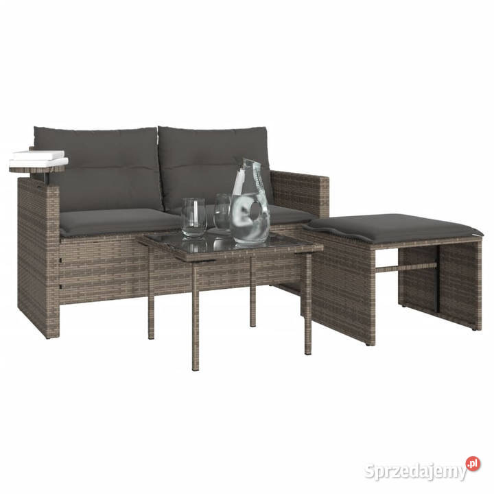 3częściowa sofa do ogrodu z poduszkami szara Krzesła ogrodowe Warszawa