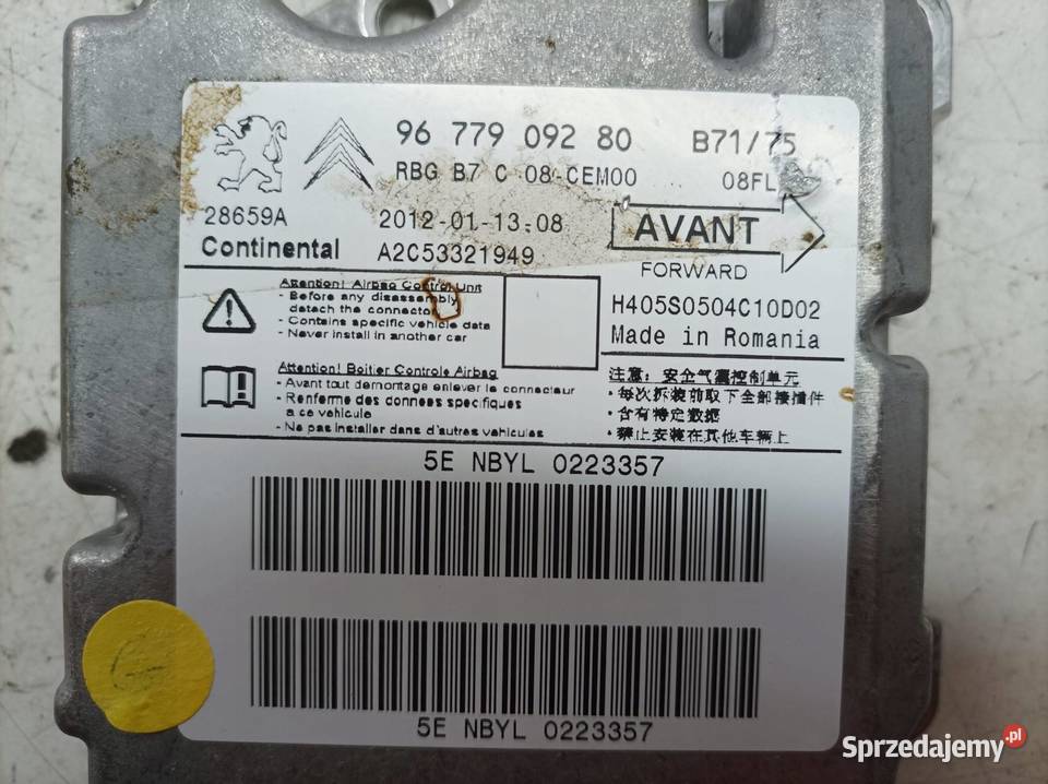 SENSOR AIRBAG BEZWYPADKOWY 9677909280 Citroen C4 świętokrzyskie sprzedam