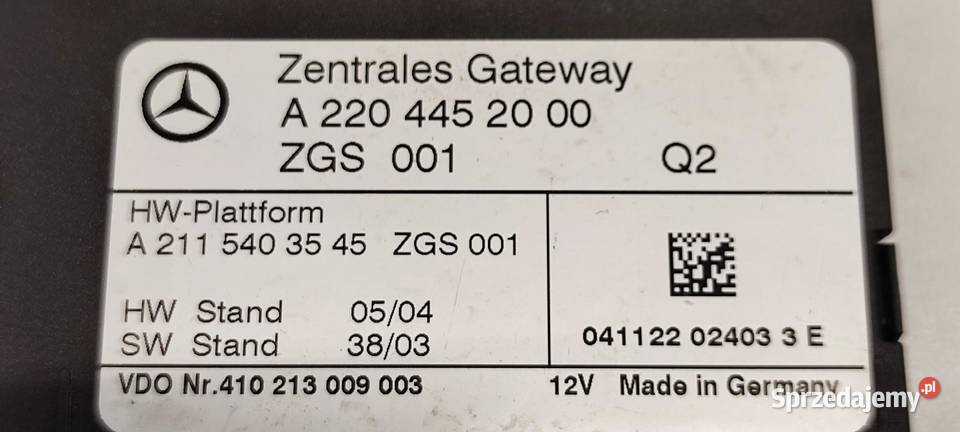 MERCEDES SL R230 MODUŁ GATEWAY A2204452000 dolnośląskie sprzedam