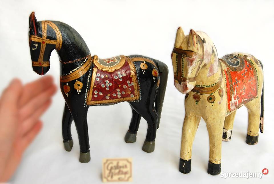 Koń indyjski rzeźba drewniana malowana indyjska Lublin