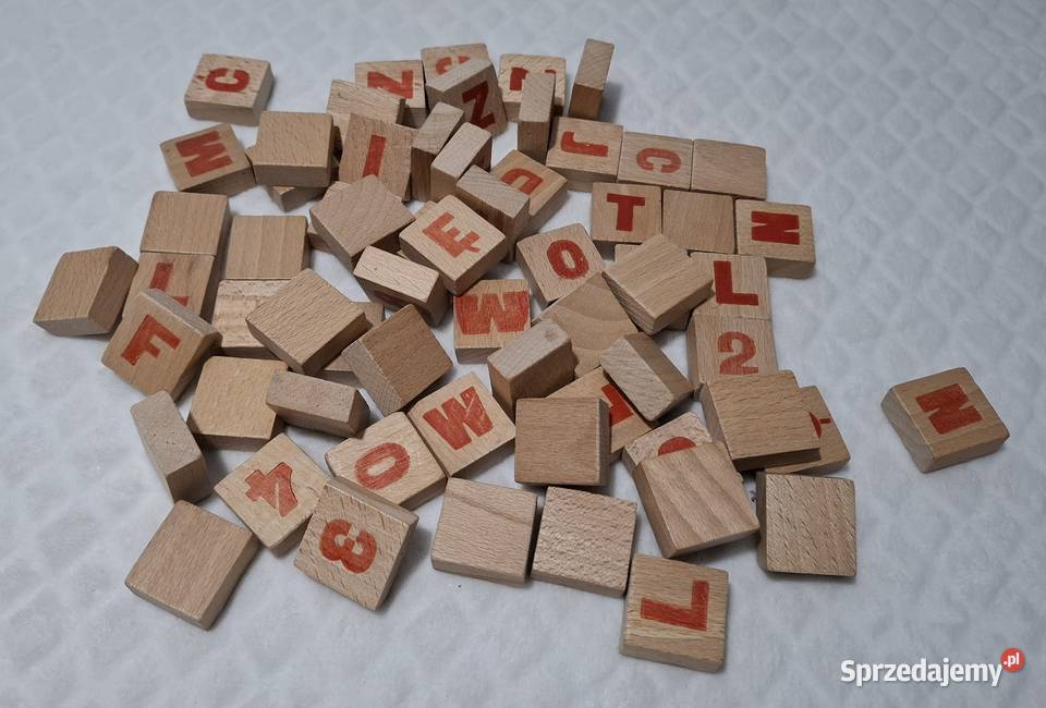 Klocki drewniane litery 44 Zabawka drewniana Czeladź