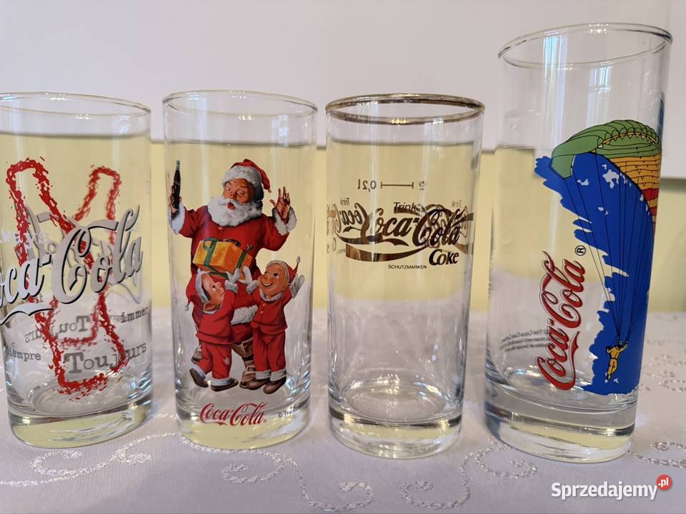 Szklanki CocaCola z logo Zestaw Mikołaja Retro