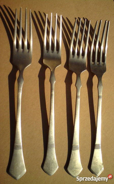 sztućce widelce przedwojenne bakelit alpacca 16