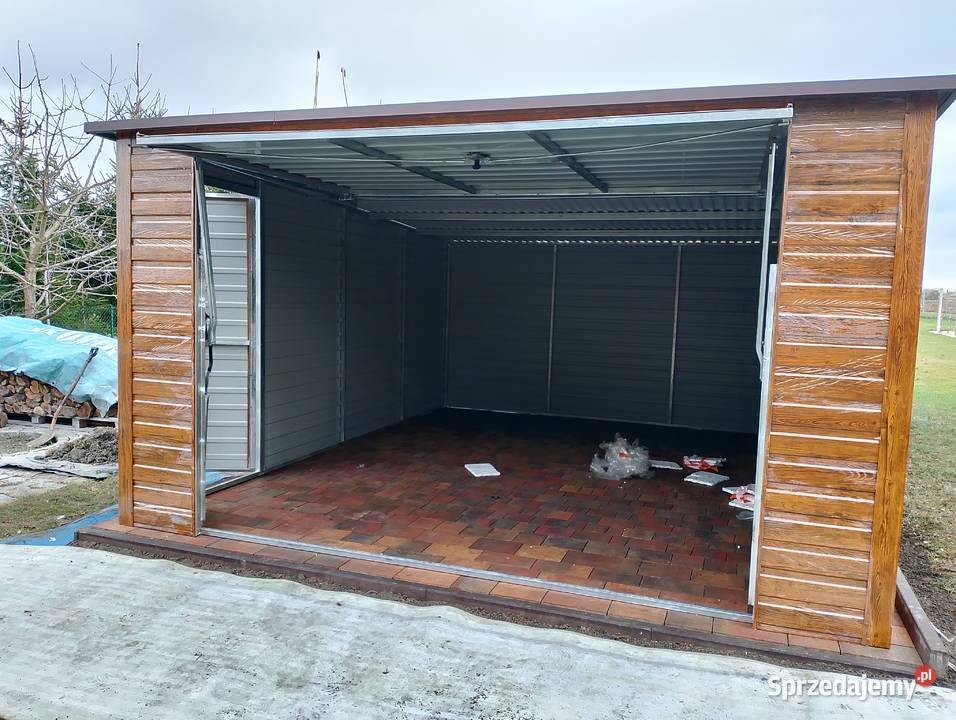 Grafitowy Garaż Blaszany Schowek Ogrodowy Garaże Gryfice