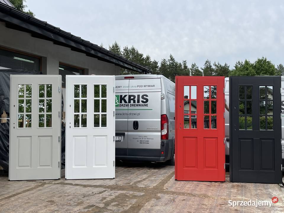 Drzwi drewniane zewnętrzne 300 wzorów w dowolnym Drewno Dom i Ogród Grzybno sprzedam