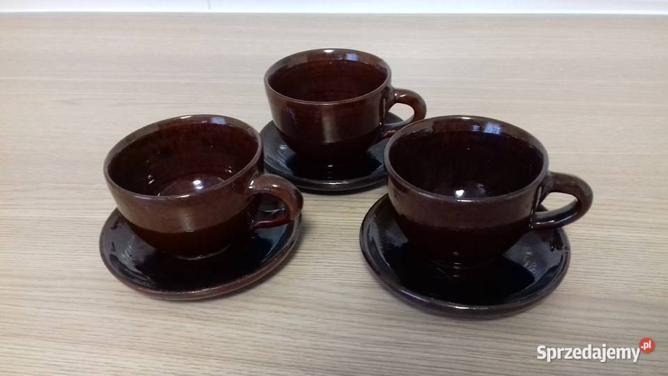 Filiżanki komplet ceramika bułgarska do brązowy małopolskie