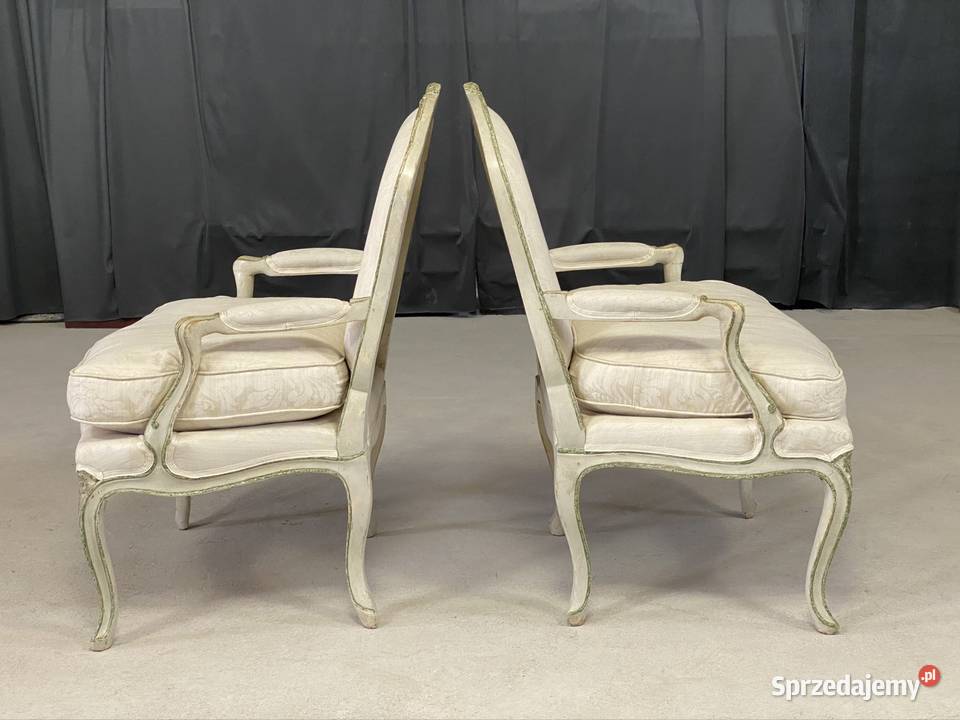 Para foteli francuskich Ludwik XV tapicerowane Budno