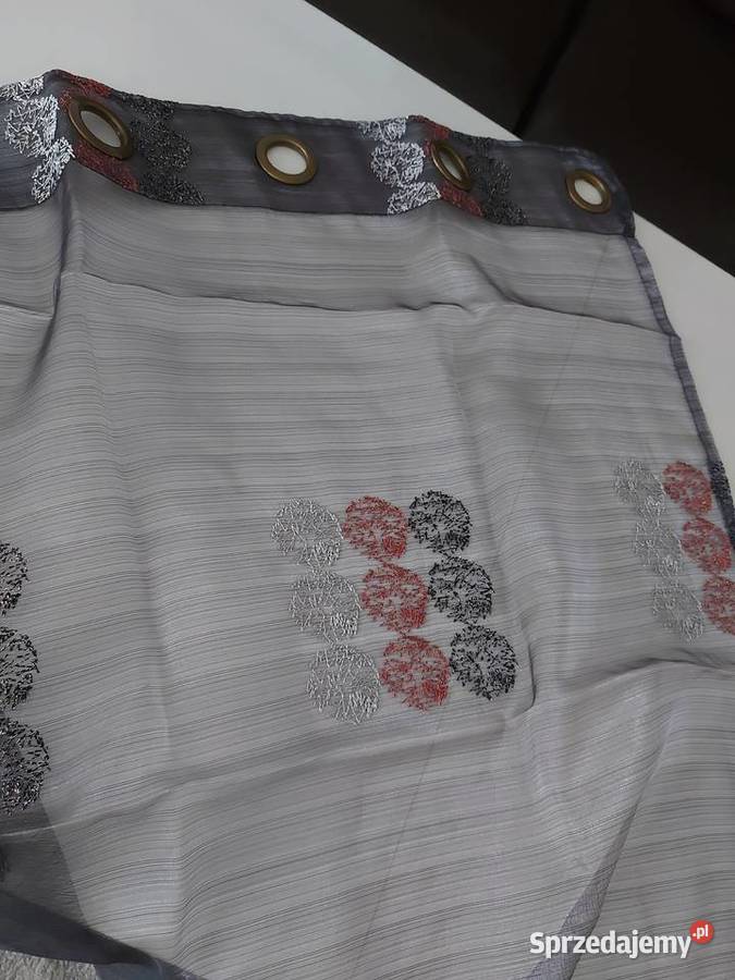 Zasłona z panelem dekoracyjnym szara Zasłony Olkusz