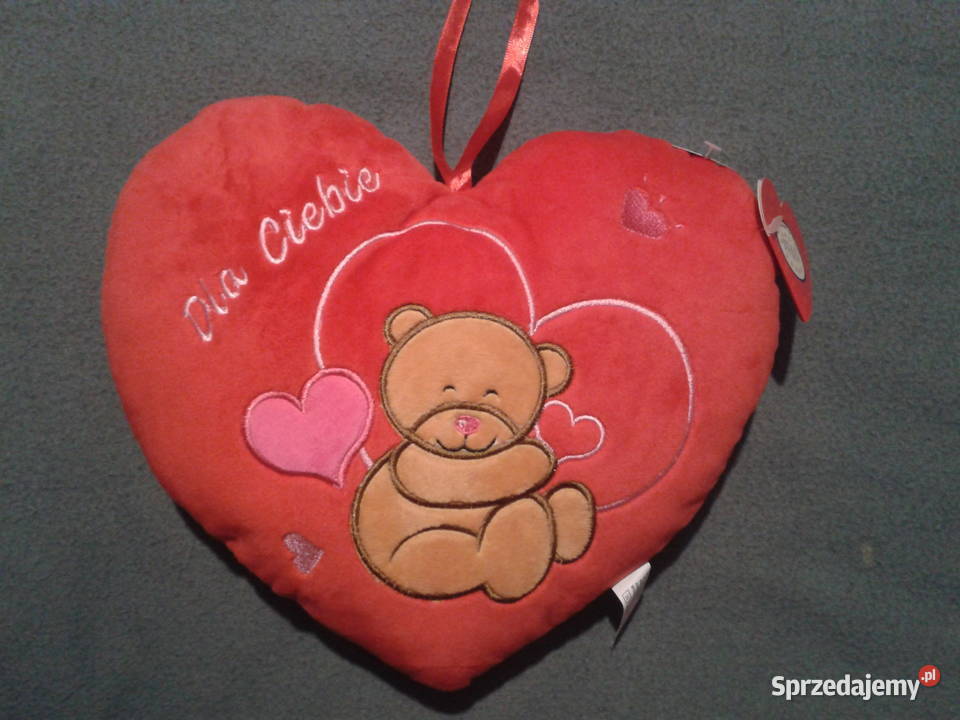 SERCE pluszowe czerwone z misiem z napisem 30 na czerwony Zabawne gadgety Wołczyn sprzedam