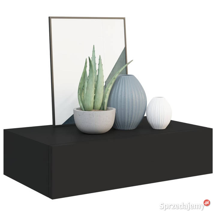 Półki ścienne z szufladą 2 czarne 40x235x10 MDF Warszawa