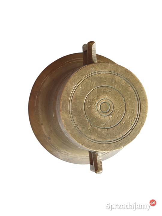 Stary mosiężny moździerz kuchenny sygnowany lata śląskie Cieszyn