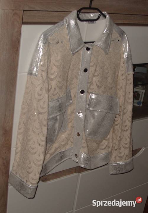BLUZO KURTECZKA srebrno beżowa cekiny r LXL Rozmiar 40(L) Rawicz sprzedam