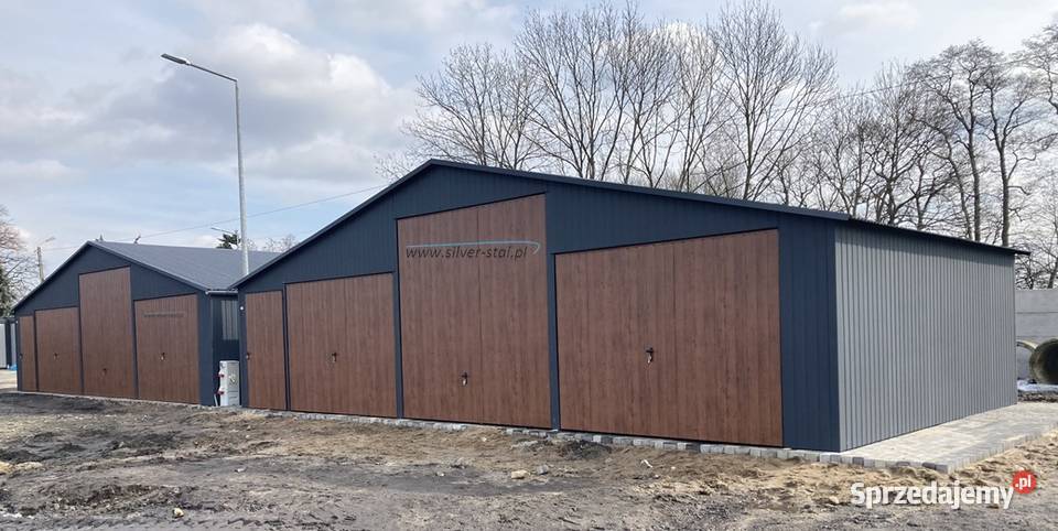 Garaż blaszany 11x6m z bramą uchylną i wiatką Wyszków