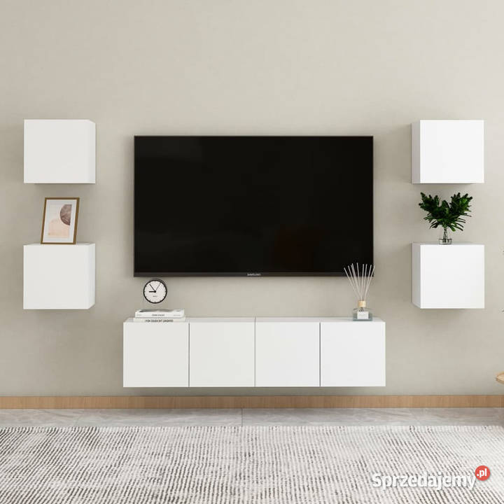 Wisząca szafka telewizyjna biała 305x30x30
