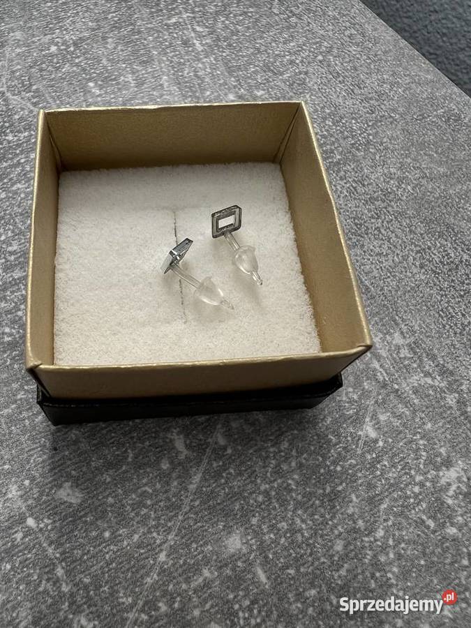Kolczyki srebrne kwadraty kwadrat Jasło