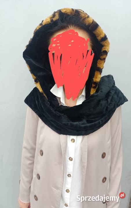 Handmade Futrzany kaptur z szalem z Madrytu Dodatki Kraków