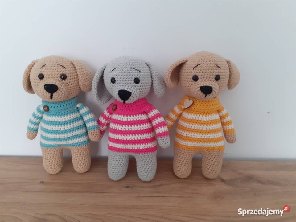 Piesek zrobiony z włóczki na szydełku Kraków sprzedam