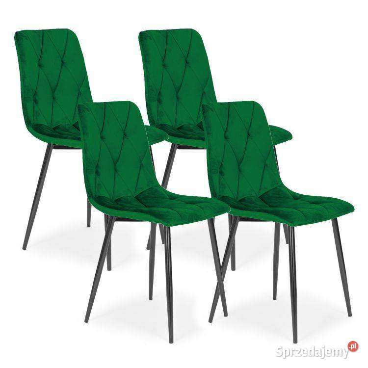 Komplet 4 krzeseł krzesło pikowane welurowe do Bielsk Podlaski