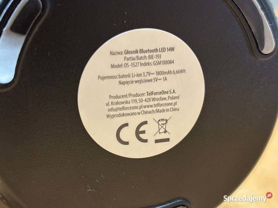 Głośnik Bezprzewodowy FOREVER Bluetooth LED Elbląg