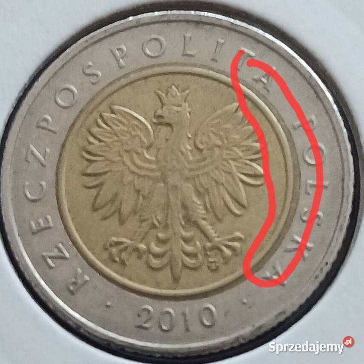 5 Złotych 2010 r Błędy mennicy 2 Konin