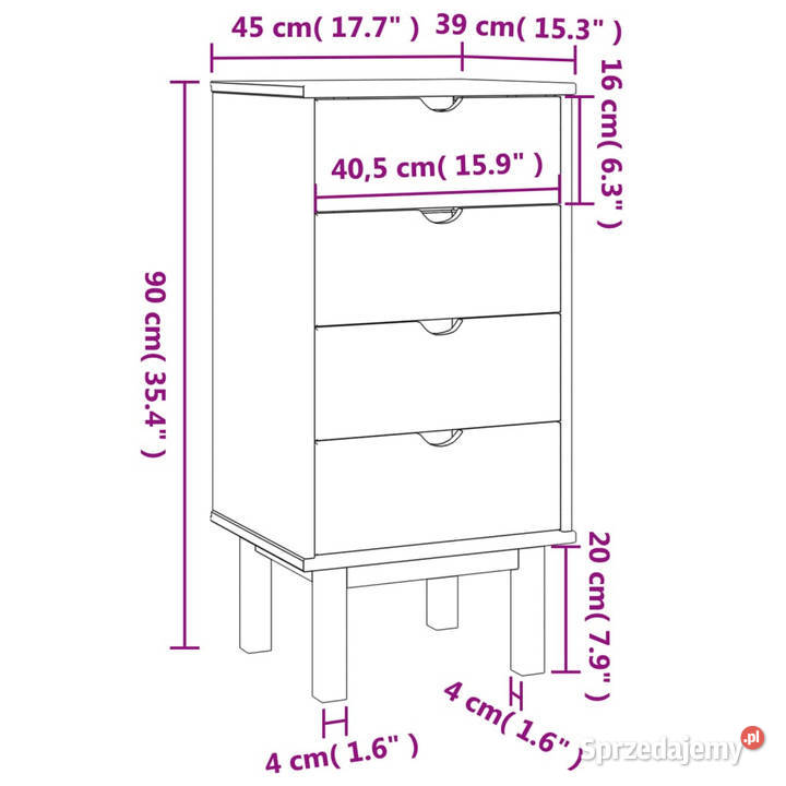 Szafka z szufladami OTTA 45x39x90 lita sosna Warszawa